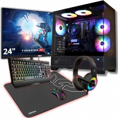 PC Gaming Completo • TrendingPC • Ryzen 7 5700G 8X 4,60Ghz • 64Gb RAM DDR4 RGB • AMD Radeon 8 Graphics • 2tb m.2 • WiFi 6 & Bluetooth • Monitor 24" 100hz •Windows 11 • Teclado Auriculares y ratón