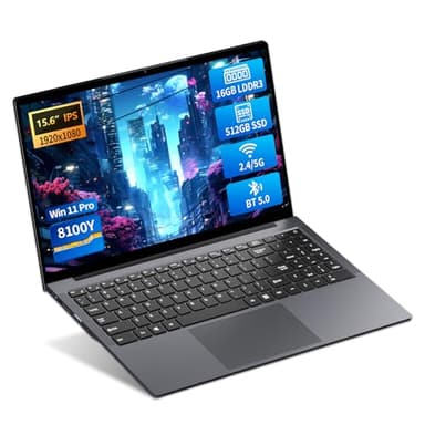 Portátil 15.6 Pulgadas, Ordenador Portatil Core I3-8100Y CPU, Win 11 PC Portátil 16GB RAM 512GB SSD, Laptop IPS FHD Pantalla, Ordenador P ortátil Type-C+TF Card Slot+USB3.0+Mini-HDMI+BT5+Webcam+WIFI5