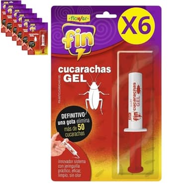 FLOWER x 6 Insecticida Anti Cucarachas Formato Jeringa 10 gr | Jeringuilla Anticucarachas Eficaz Elimina y Mata Cucaracha | Gel Atrayante y Duradero | Interior y Exterior | Aplicación Fácil y Segura