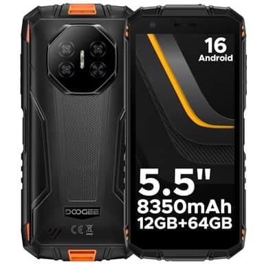 DOOGEE Fire 3 Teléfono Movil irrompible Android 16, 5.5" IPS HD+, 8350mAh,12GB +64 GB/2TB TF movil Resistente,13MP+8MP,Octa Core,NFC/Face ID/GPS/OTG/3,5mm/Widevine L1/IP68&IP69/4G Dual SIM Smartphone