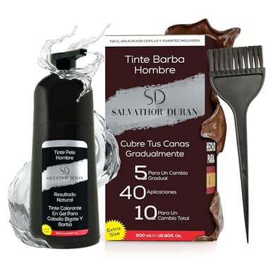 Tinte Barba Hombre - Tinte Barba - Champu Anticanas Hombre - 40 Aplicaciones - Salvathor Duran - 500 ml.