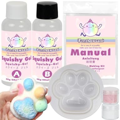 Taba Squishy Kit de Gel líquido + Molde de Silicona de Pata de 3 Pulgadas + Flocado