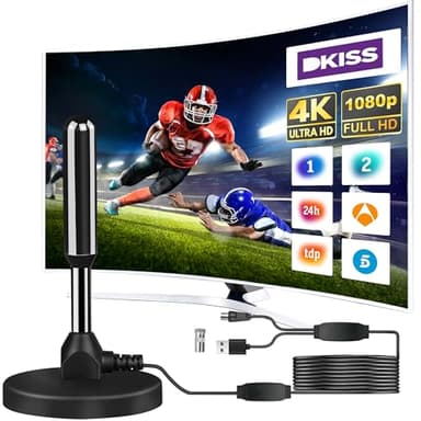 Antena TV Interior Potente, 2026 Nuevo Antena TV Interior, 500 KilóMetros De RecepcióN De Largo Alcance con 360 Grados De Espacio Muerto