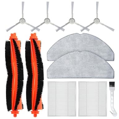 Kit de 11 Kit De Repuestos Compartible con Xiaomi S20 (D106) Aspiradora Robot Vacuum: 2 Cepillos Principal, 4 Cepillos Laterales, 2 Filtros y Cepillo, 3C/E10/Mijia Vacuum Mop 3C (C103)/3C Plus (B112)