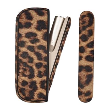 Funda protectora con tapa lateral para IQOS ILUMA, pu+tpu accesorios (Leopard Brown)