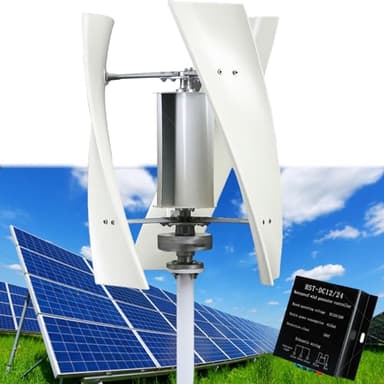 6000W Kit Generador Eólico Vertical Doméstico de, Turbina de 24V 48V 220V, sin Núcleo, Baja Velocidad, Molino de Viento Vertical con Controlador Para uso Marítimo, Autocaravanas y Hogares