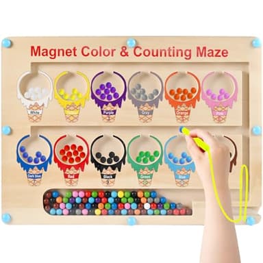 Wooderma Juguetes Niños 2 3 4 5 Años, Juguetes Montessori Laberinto Magnetico de Colores y Números con Caja Regalo, Niña y Niño, Juegos Educativos Niños o Brinquedos 2 3 4 5 Años