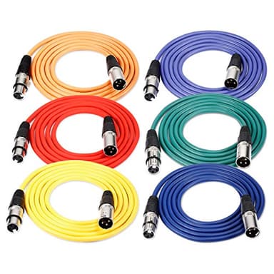 Neewer Pack de 6 cables de audio de 1 metro, XLR macho a XLR hembra, micrófono de color (verde, azul, morado, rojo, amarillo, naranja)