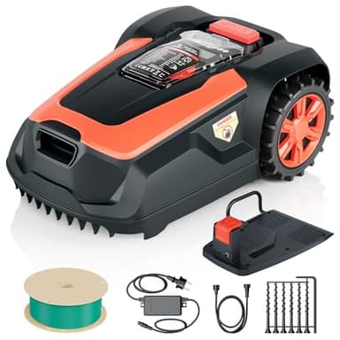 OKAYBOT Robot Cortacésped 1400 m², Pendiente 47%, Altura de Corte 25-65 mm, Control por App, Sensor de Lluvia, Evitamiento Inteligente de Obstáculos (con Cables Perimetrales)