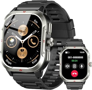 Reloj Inteligente Hombre con GPS, 2.06'' HD Smartwatch con Llamadas Bluetooth, IP68 Fitness Tracker con 110+ Modos Deportivos, Monitor de Sueño/Podómetro/Pulsómetro/SpO2 Smart Watch para Android iOS