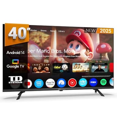 TD Systems - Smart TV 40 Pulgadas Full HD, Television TDT HD, Android 14 GTV, Modelo 2025, Televisor con 3 años de garantía - PRIME40K21GLE