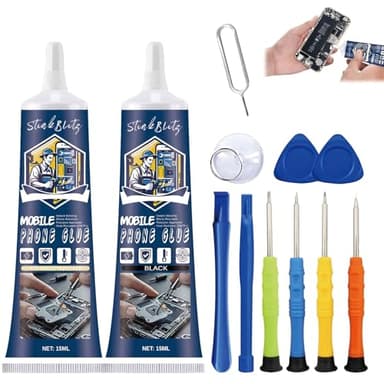 Pegamento para Moviles, Pegamento Pantalla Movil, Adhesivo para Pantalla de Teléfono Móvil, Negro y Transparente Adecuado para Reparar Pantallas Táctiles, Monitores, Piezas de Carcasa