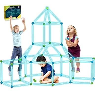 Kit De Construcción para Niños 85 Piezas Que Brillan En La Oscuridad Air Forts Constructor De Regalo Juguetes para De 4 5 6 7 8 9+ Años De Edad Niñas DIY Fort Building Túneles Tienda De 85pcs