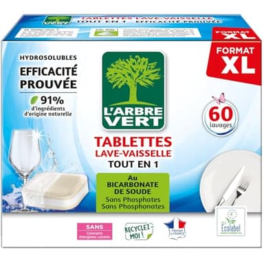 L'arbre vert Tablettes Lave-Vaisselle Hydrosolubles tout en 1 60 Doses Nouveau