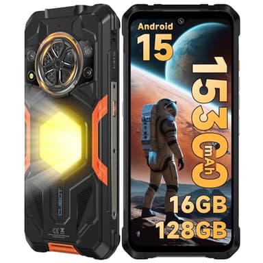 CUBOT Kingkong Power 5 Movil Resistente Android 15, 15300mAh/33W, MTK G100/16GB+128GB Móvil Irrompible, 6.88''HD+120Hz Telefono Movil, 1200LM Luz de Camping/136dB Altavoz/1000LM LED/Dual SIM/NFC/GPS