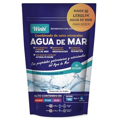 Agua De Mar Winbi P/Preparar. 100L Para Beber. Múltiples Beneficios Al Cuerpo. Agua Marina Con Alto Contenido En Magnesio, Potasio Y Calcio. Sin Sustancias Nocivas (500Gr)