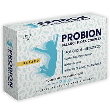 PROBION® | Probioticos y Prebioticos Intestinales | 40 Mil Millones UFC | Enzimas Digestivas + Vitaminas + Bambú y Manzanilla contra los gases intestinales | 30 cps gastrorresistentes