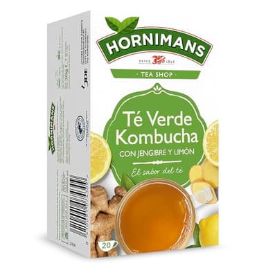 Hornimans Té Verde Kombucha con Jengibre y Limón 100% Natural | 20 bolsitas | Con Teína