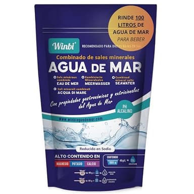 100 LITROS De Agua De Mar Winbi Para Beber. Múltiples Beneficios Al Cuerpo. Agua Marina Con Alto Contenido En Magnesio, Potasio Y Calcio. Sin Sustancias Nocivas