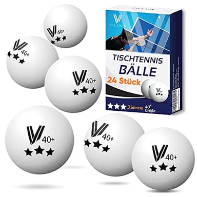 Villkin Pelotas de ping pong de mesa, 24 unidades, duraderas, 40 mm, para tiempo libre y competición