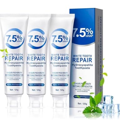 UptVin 3 Piezas Hidroxiapatita Pasta de Dientes, Pasta Dental Hidroxiapatita Menta Suave para Dientes Sensibles, Protección del Esmalte, Aliento Fresco