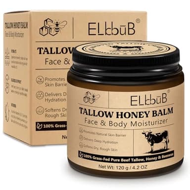 Beef Tallow Crema - Crema de Sebo de Res y Miel - Bálsamo Hidratante Orgánico para Rostro y Cuerpo, Sin Fragancia, Absorción Rápida, Hidratación Profunda, Ideal para Todo Tipo de Piel