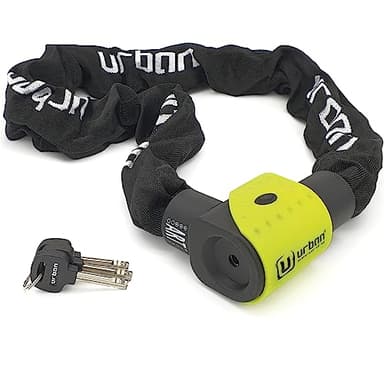 URBAN 10K170 Candado Moto Alta Seguridad, Cadena Antirrobo Homologada ART*** Recomendada Seguro Bicicleta, Testado Acero Endurecido ø10mm, Más Flexible Funda Nylon Protectora, Garaje Anclaje, 170cm