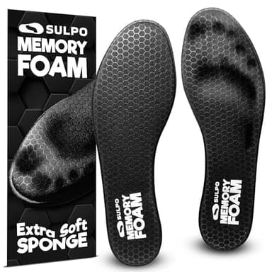 SULPO Plantillas de Espuma Viscoelástica - Suaves, Cómodas y Finas para Hombre y Mujer - Apoyo a la Comodidad y Ajuste del Pie en Zapatillas Deportivas - Talla 43