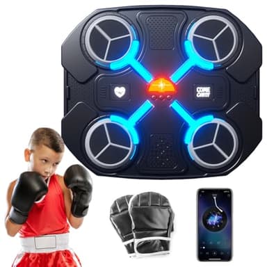 Zinueen Boxeo Pared Musical, Máquina de Boxeo Electrónica LED Montada en La Pared para Adultos, Diana de Caja de Música, Equipo de Impacto para el Hogar (27.5 * 32 CM)