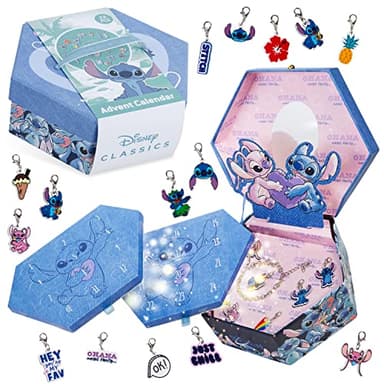 Disney Stitch Calendario Adviento 2025 Niña Adolescente DIY Calendário Cuenta Atrás para Navidad con Bolsillos Vacío o Pulsera Dijes Regalo Niñas (Stitch Joyería)