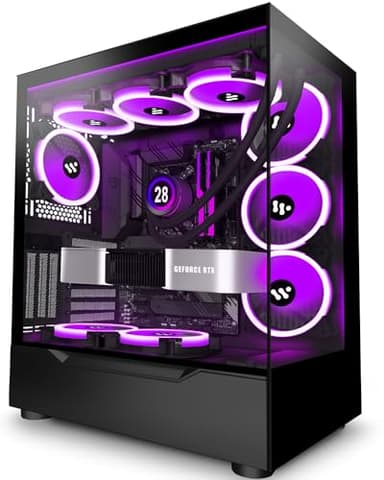 KEDIERS Caja de PC - 4 Ventiladores PWM ARGB preinstalados, Carcasa de Torre E-ATX de Vidrio Templado, Negro, G900