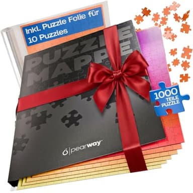 pearway - Carpeta estable para puzles de hasta 1000 piezas, incluye lámina para rompecabezas de 5 m - el accesorio perfecto para guardar puzles - Organizador para hasta 40 obras - Carpeta de