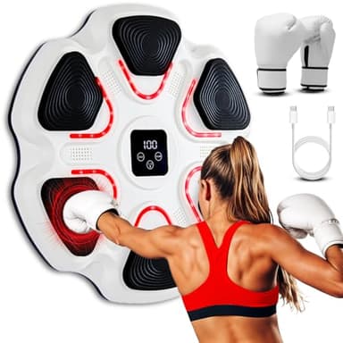 Arcanix Boxeo Pared Musical con Guantes de Boxeo - Maquina Boxeo Musical Pared con Bluetooth Panel con Musica Punch con Luces para Adulto y Niño Maquina de Boxeo Musical Boxing Machine 9 Velocidades