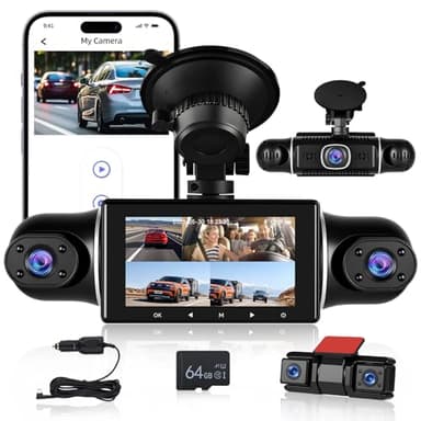 1080P Dashcam a 5 canali con visione a 360° – Dash CAM con telecamere anteriori e Posteriori – Sensore G Registrazione in Loop Visione notturna WiFi Controllo tramite App Monitoraggio del parcheggio