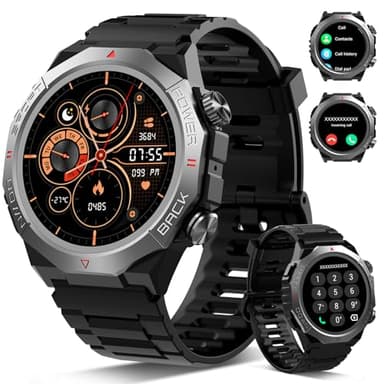 Atheewon Reloj Inteligente Hombre Mujer con Llamadas, 1.39" Militar Smartwatch con 110+ Modos Deportivos, Monitor de Ritmo Cardíaco y Sueño. Pulsera Actividad IP68 Impermeable para Android iOS, Negro