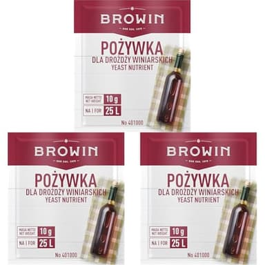 Browin 401000 Nutriente para levadura enológica - 10 g - Universal - para Vino Blanco, Rosado y Tinto (Paquete de 3)