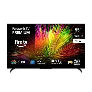 Panasonic Premium TV-55Z80BEZ, Serie Z80B, 55 Pulgadas, Smart TV OLED 4K Ultra HD, 2025, Fire TV, Dolby Vision y Atmos, Modo Juego Extremo, Compatible con Alexa y Apple, Bluetooth, Negro