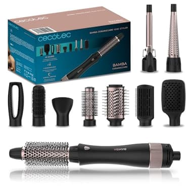 Cecotec Cepillo de Aire 10 en 1 Bamba CeramicCare 10in1 Styler, 1000 W, 10 Cabezales Intercambiables, 3 Temperaturas y 2 Velocidades, Revestimiento de Cerámica, Función Aire Frío
