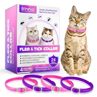 Cinta Adhesiva De Pulgas Para Gatos, Collares De Pulgas Para Gatos, 4 Piezas, Protección Contra Larvas Y Huevos - Protección Animales,Protección Efectiva Durante 24 Meses, Impermeabilización Ajustable