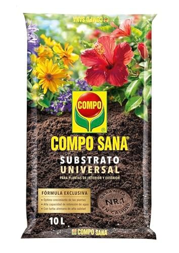 COMPO SANA Substrato Universal de calidad con 6 a 8 semanas de abono para plantas de interior, terraza y jardín, Substrato de cultivo, 10 L