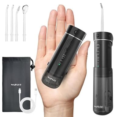 Viaje Bucal Irrigador Portátil, Mini Water flosser 5 Modos, Depósito de 180ml, IPX7 Impermeable, Irrigador de Viaje para Limpieza Dental en Casa y Desplazamientos