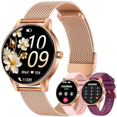 Smartwatch Reloj Inteligente Mujer con Llamadas：1.27" TFT Smart Watch Bluetooth IP68 Impermeable con Frecuencia Cardíaca SpO2 Sangre Presión Arterial Monitor Sueño 110+ Modos Deporte para Android iOS