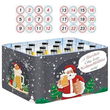 Hysagtek Calendario de Adviento de Cerveza 2025 - Calendario de Adviento de Cerveza para Hombres Hecho de Felpa para Cajas de Cerveza con 24 Pegatinas, Para Aumentar la Expectativa de la Navidad