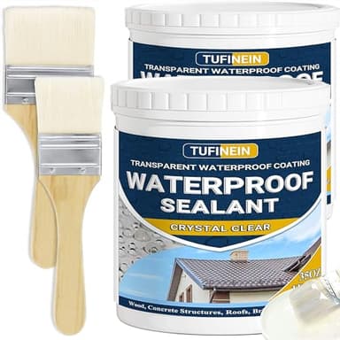 TUFINEIN Impermeabilizante Transparente 2 KG, Revestimiento Impermeable Definitivo Interiores y Exteriores, Sellador de Fugas Transparente Revestimientos Impermeables al Agua