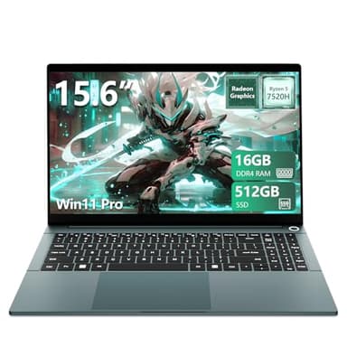 Ordenador Portáti AND Ryzen5 7520H, 15.6 Pulgadas PC Portatil 16GB RAM 512GB SSD, Laptop Gráficos Radeon, Desbloqueo Huellas Dactilares/Teclado Retroiluminado, Tipo-C+USB 3.0+Mini-HDMI+5000mAh Battery