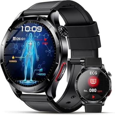 Lgnitek 2026 Nuevo ECG Reloj Inteligente Hombre con HRV/ρresιón Arterιαl/BMI/Ácido Úrico/Lípidos, 1.43“ AMOLED Smartwatch con 24H Pulsómetro SpO2 Monitor de Sueño, Pulsera Actividad para Android iOS