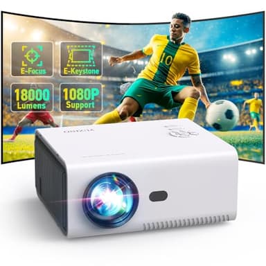 YUZINO 2025 Mini Proyector Portatil,【Enfoque Eléctrico y Keystone Eléctrico】 18000 Lumen FHD 1080P Soporte 4K, 5G WiFi Bluetooth y Zoom, Proyectores Cine en Casa para Teléfono/TV Stick/DVD/USB/HDMI