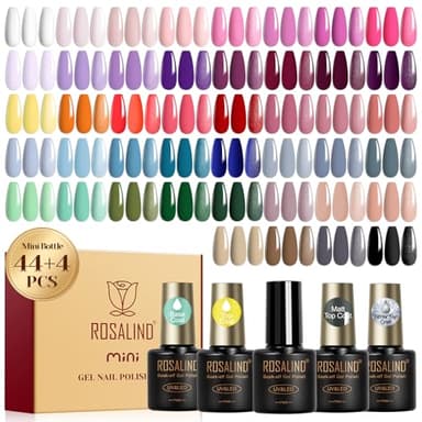 ROSALIND Esmaltes Semipermanentes Para Uñas, 48 Piezas Blanco Rosa Morado Amarillo Naranja Rojo Colores Esmaltes Semipermanente Azul Verde Marrón, UV/LED Mini Pintauñas Semipermanentes Nail Art Regalo