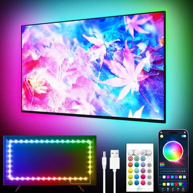 GIPOYENT TV Light Strip, Music Sync LED TV Backlights, for 32-50 Inch TV, LED TV Light with Bluetooth Function - RGB Color Changing Light Strip for Home Theater (9.8ft)