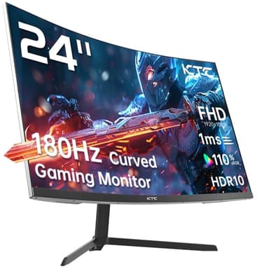 KTC Monitor Gaming Curvo 1500R 24 Pulgadas, FHD (1920x1080p) 1ms 180Hz 144Hz 120Hz Pantalla Gaming, Adaptive Sync, VA Panel, HDR, HDMI 2.0/DP 1.4, VESA para PC, portátil, PS5 y más